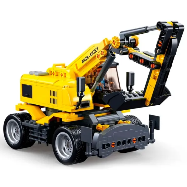 Constructor cu telecomandă Sluban E7 Wheeled Excavator Transport/ Yellow photo 3 Constructor cu telecomandă Sluban E7 Wheeled Excavator Transport/ Yellow photo 3