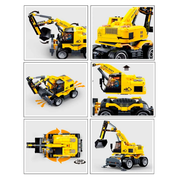 Constructor cu telecomandă Sluban E7 Wheeled Excavator Transport/ Yellow photo 5 Constructor cu telecomandă Sluban E7 Wheeled Excavator Transport/ Yellow photo 5