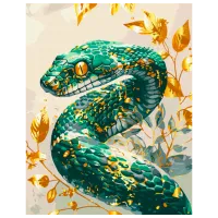 Pictură pe numere BrushMe Șarpe smarald cu culori metalizate BS54118 50 x 40 cm / Verticală
