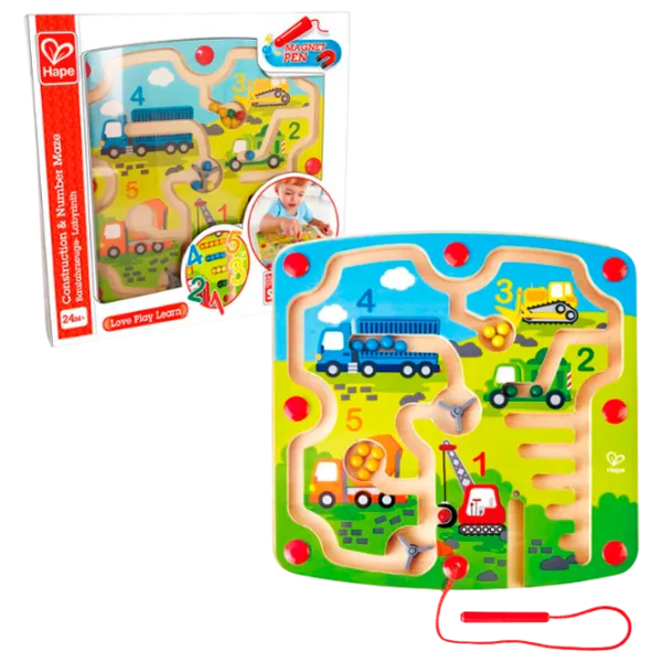 Jucărie interactivă Hape Magnet pen Construction & Number Maze E1713 24 luni / Multicolor Green photo 1