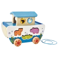Jucărie interactivă Hape Pull A-Long Noah's Ark E8049 1+ / White