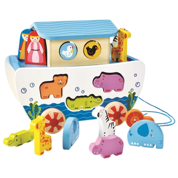 Jucărie interactivă Hape Pull A-Long Noah's Ark E8049 1+ / White photo 2 Jucărie interactivă Hape Pull A-Long Noah's Ark E8049 1+ / White photo 2