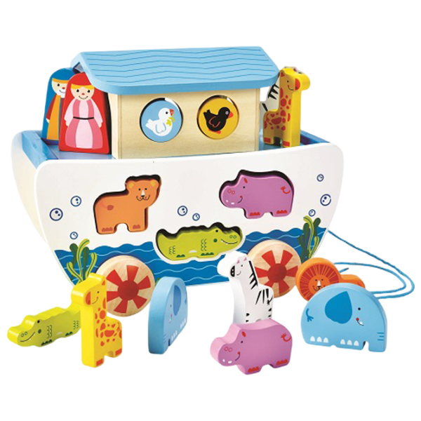 Jucărie interactivă Hape Pull A-Long Noah's Ark E8049 1+ / White photo 2 Jucărie interactivă Hape Pull A-Long Noah's Ark E8049 1+ / White photo 2