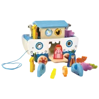 Jucărie interactivă Hape Pull A-Long Noah's Ark E8049 1+ / White photo 3