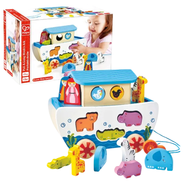 Jucărie interactivă Hape Pull A-Long Noah's Ark E8049 1+ / White photo 4 Jucărie interactivă Hape Pull A-Long Noah's Ark E8049 1+ / White photo 4