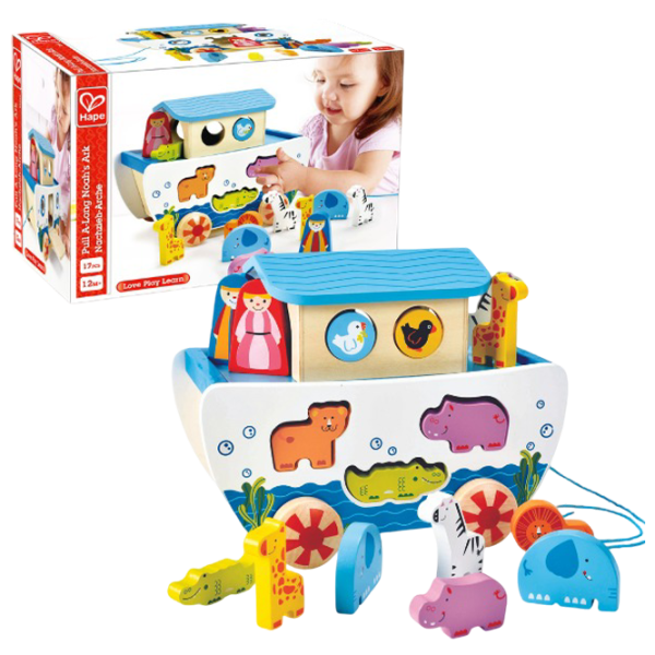 Jucărie interactivă Hape Pull A-Long Noah's Ark E8049 1+ / White photo 4 Jucărie interactivă Hape Pull A-Long Noah's Ark E8049 1+ / White photo 4