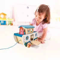 Jucărie interactivă Hape Pull A-Long Noah's Ark E8049 1+ / White photo 6