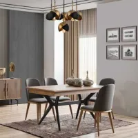 Scaun de bucătărie Dizayno Home Clara Stofă/ Gray Wood photo 3