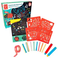 Set de creație Hape Love Play. Learn Chalks and Stencils Art E1068 3+ / Multicolor Red photo 2