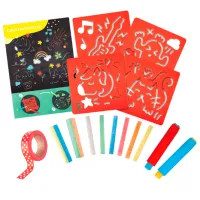 Set de creație Hape Love Play. Learn Chalks and Stencils Art E1068 3+ / Multicolor Red photo 3