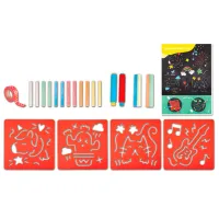 Set de creație Hape Love Play. Learn Chalks and Stencils Art E1068 3+ / Multicolor Red photo 5