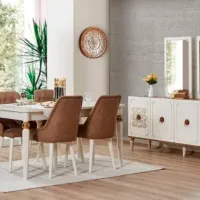 Masă de bucătărie extensibilă Dizayno Home Paris PAL/ White photo 2