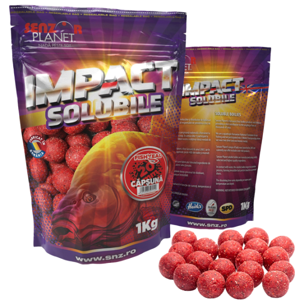Boilies Senzor Planet IMPACT Solubile Strawberry / 1 kg / 20 mm photo 1