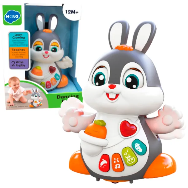 Jucărie interactivă Hola Toys Dancing Bunny HE9991 12+ luni / Multicolor White photo 3 Jucărie interactivă Hola Toys Dancing Bunny HE9991 12+ luni / Multicolor White photo 3