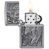 Brichetă Zippo Skull And Angel Gray / Metal