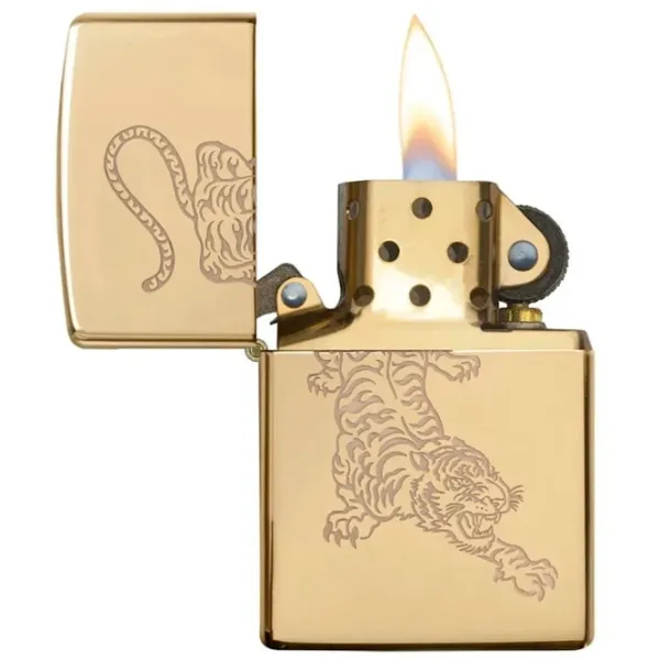 Brichetă Zippo Tiger Tattoo Gold / Alamă photo 1