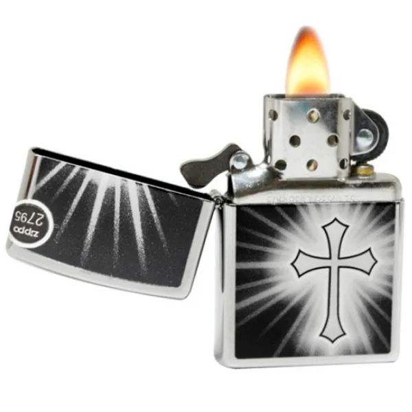 Brichetă Zippo Reflective Cross H Black / Alamă photo 1
