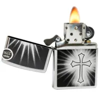 Brichetă Zippo Reflective Cross H Black / Alamă