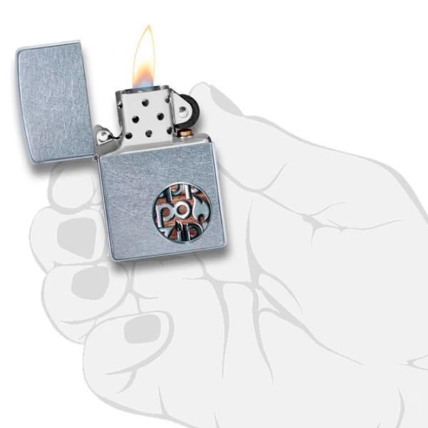 Brichetă Zippo Buton Logo Design Silver / Alamă photo 3