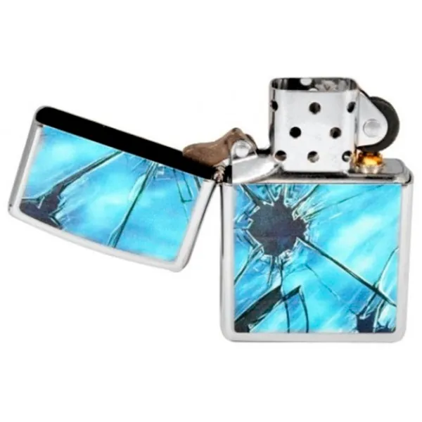 Brichetă Zippo Broken Glass Blue / Alamă photo 2