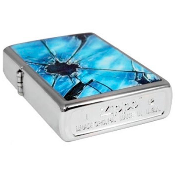 Brichetă Zippo Broken Glass Blue / Alamă photo 3