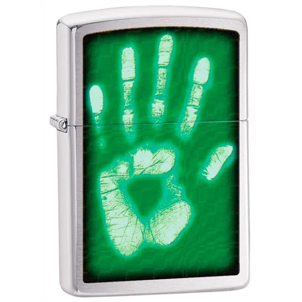 Brichetă Zippo Hand Print Green / Alamă photo 1 Brichetă Zippo Hand Print Green / Alamă photo 1
