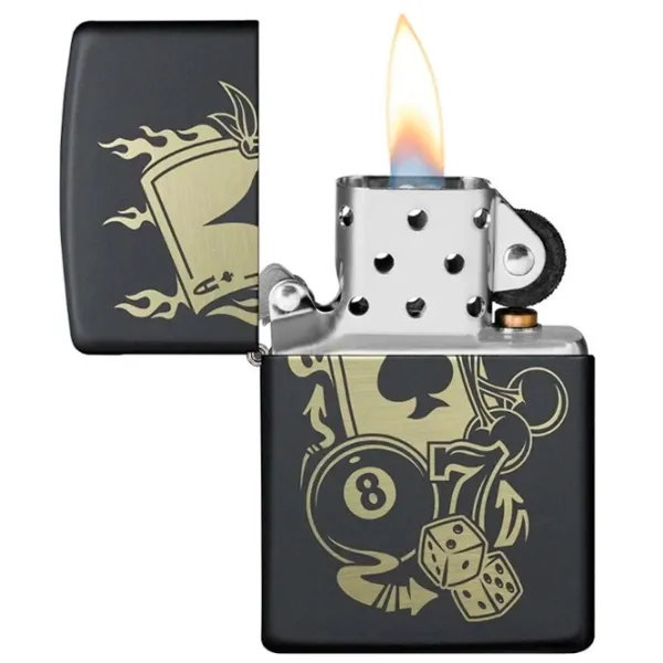 Brichetă Zippo Gambling Design Black / Alamă photo 1