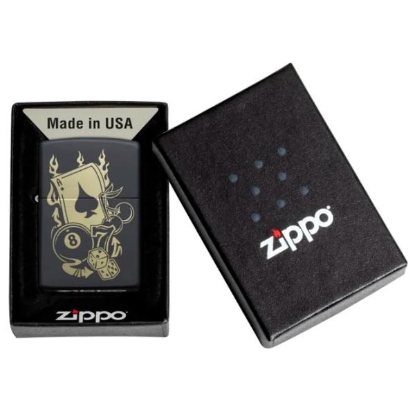 Brichetă Zippo Gambling Design Black / Alamă photo 2