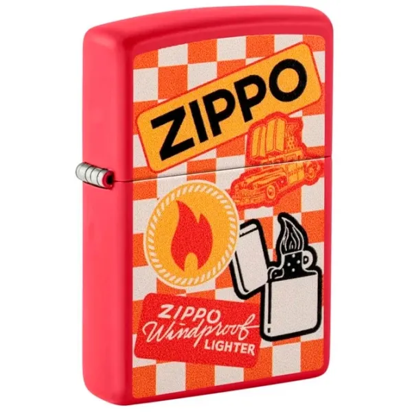 Brichetă Zippo Retro Design Red / Alamă photo 1