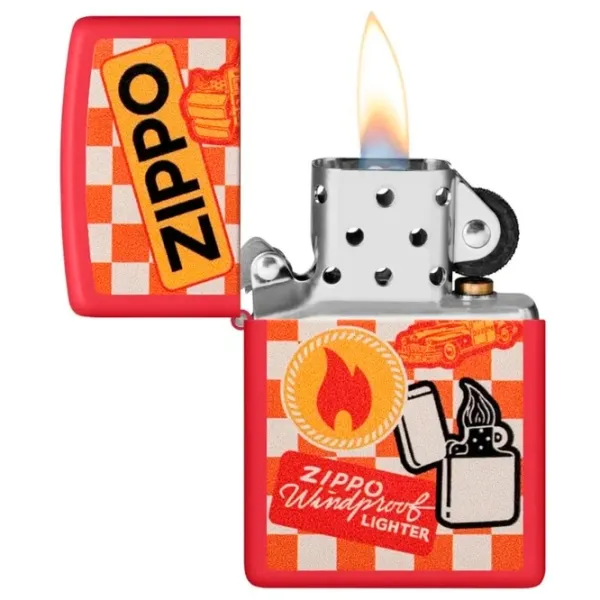 Brichetă Zippo Retro Design Red / Alamă photo 2