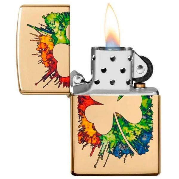 Brichetă Zippo Graffiti Clover Design Gold / Alamă photo 1 Brichetă Zippo Graffiti Clover Design Gold / Alamă photo 1