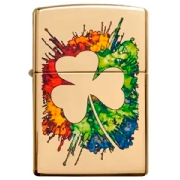 Brichetă Zippo Graffiti Clover Design Gold / Alamă photo 2 Brichetă Zippo Graffiti Clover Design Gold / Alamă photo 2