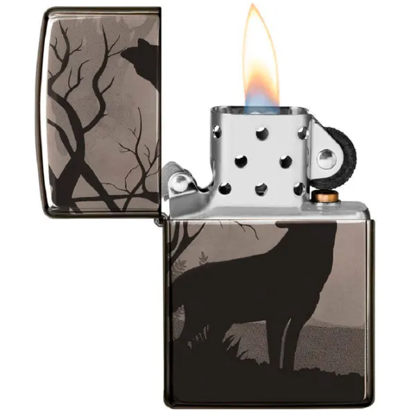 Brichetă Zippo Wolves Design Black / Alamă photo 3 Brichetă Zippo Wolves Design Black / Alamă photo 3
