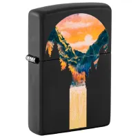 Brichetă Zippo Mountain Waterfall Design Green / Alamă