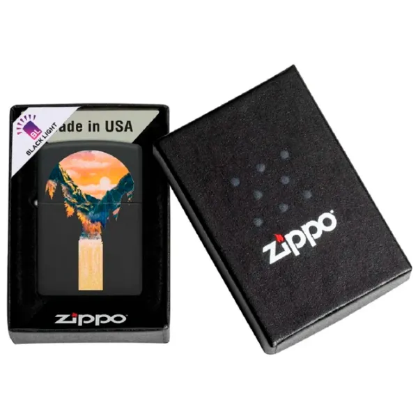 Brichetă Zippo Mountain Waterfall Design Green / Alamă photo 3 Brichetă Zippo Mountain Waterfall Design Green / Alamă photo 3
