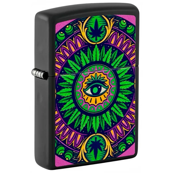 Brichetă Zippo CANNABIS DESIGN Black / Alamă photo 1