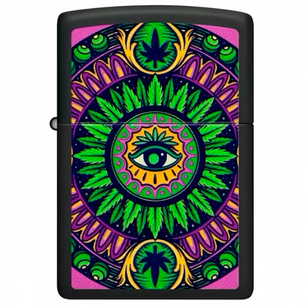 Brichetă Zippo CANNABIS DESIGN Black / Alamă photo 2