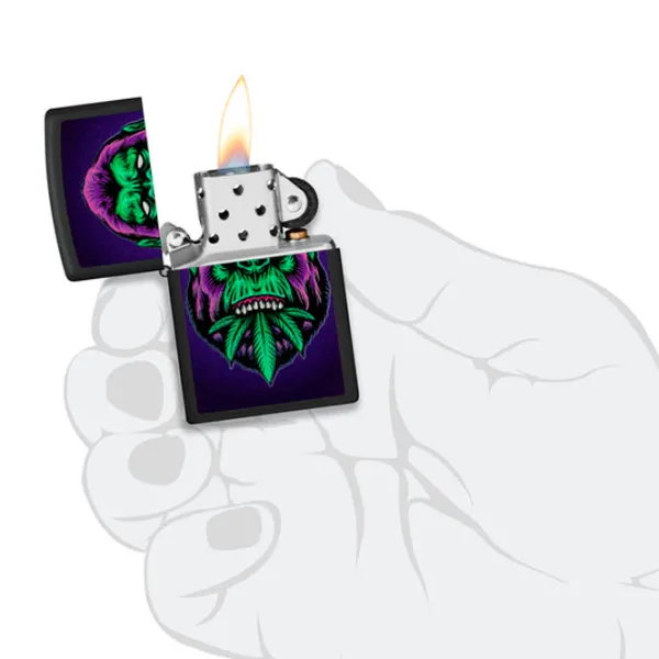 Brichetă Zippo CANNABIS GORILLA Black / Alamă photo 3
