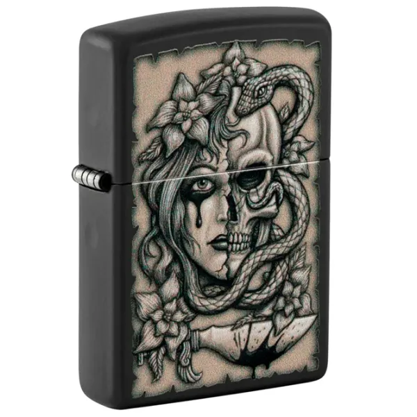 Brichetă Zippo Gory Tattoo Design Black / Alamă photo 1
