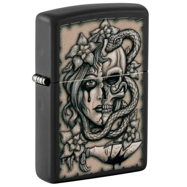 Brichetă Zippo Gory Tattoo Design Black / Alamă photo 1