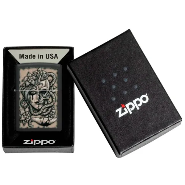 Brichetă Zippo Gory Tattoo Design Black / Alamă photo 3
