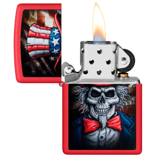 Brichetă Zippo Uncle Sam Skull Red / Alamă photo 1
