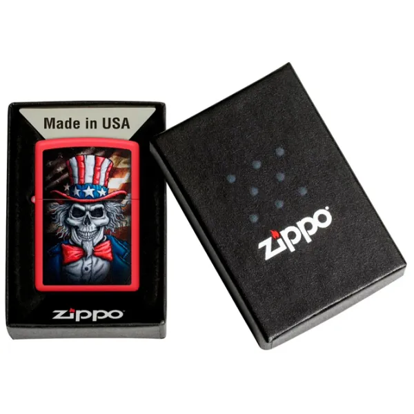 Brichetă Zippo Uncle Sam Skull Red / Alamă photo 4