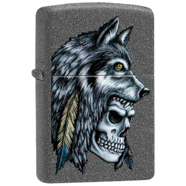 Brichetă Zippo Wolf Skull Gray / Alamă photo 1 Brichetă Zippo Wolf Skull Gray / Alamă photo 1