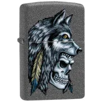 Brichetă Zippo Wolf Skull Gray / Alamă