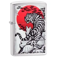 Зажигалка Zippo Asian Tiger Серый / Латунь