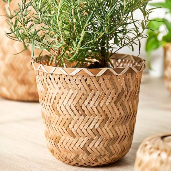 Горшок для цветов Ikea Klynnon Бежевый / Бамбуc / На полу photo 3