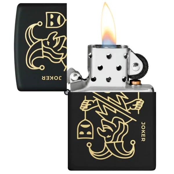 Brichetă Zippo Joker Card Design Black / Alamă photo 3