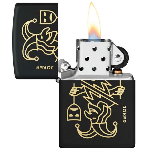 Brichetă Zippo Joker Card Design Black / Alamă photo 3