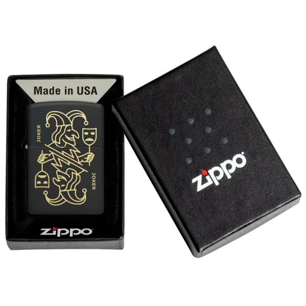 Brichetă Zippo Joker Card Design Black / Alamă photo 4